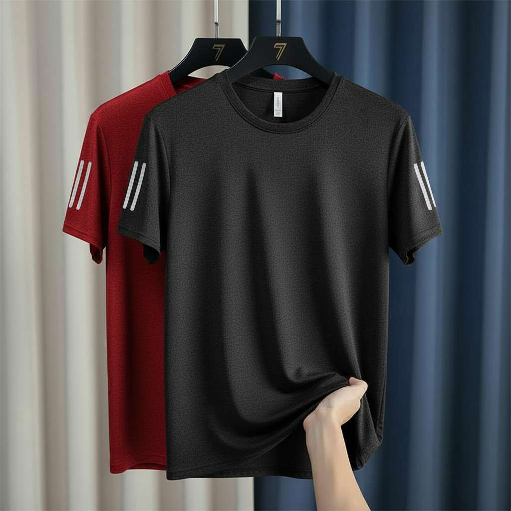 Minimalist Striped Sleeve T-Shirt - Black