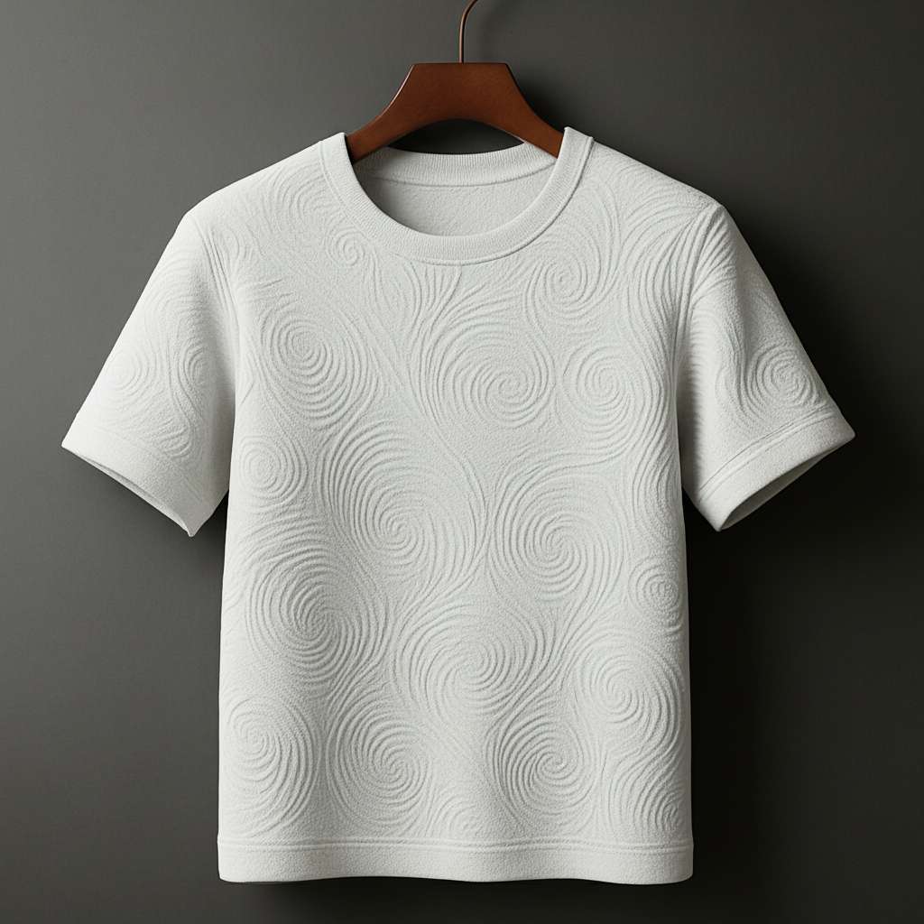 Embossed Swirl White T-Shirt - White