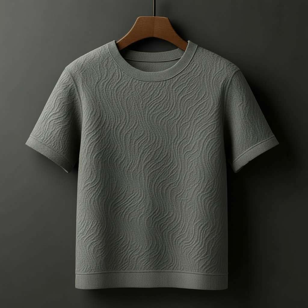 Embossed Waves T-Shirt - Grey