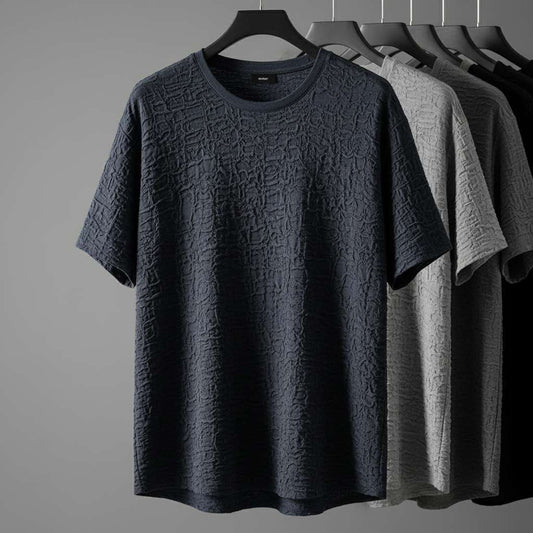 Embossed Texture T-Shirt in Dark Blue and Gray