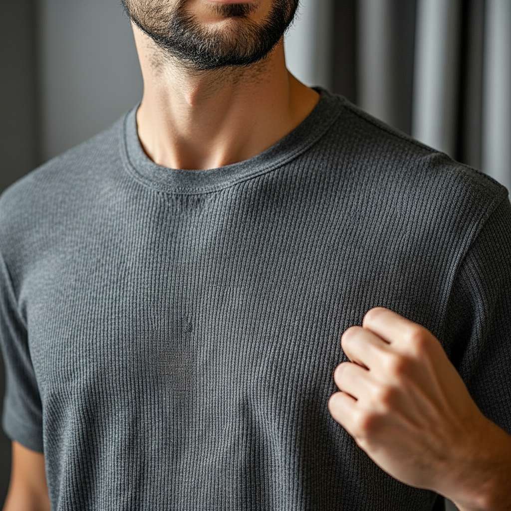 Clean White Ribbed T-Shirt - Grey