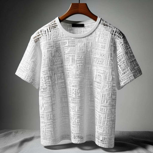 Intricate Geometric Pattern T-Shirt - White