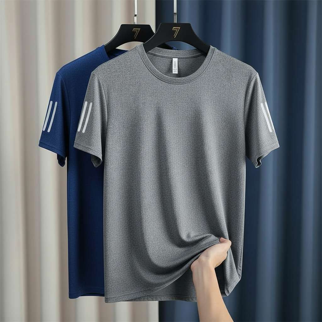 Minimalist Striped Sleeve T-Shirt - Grey