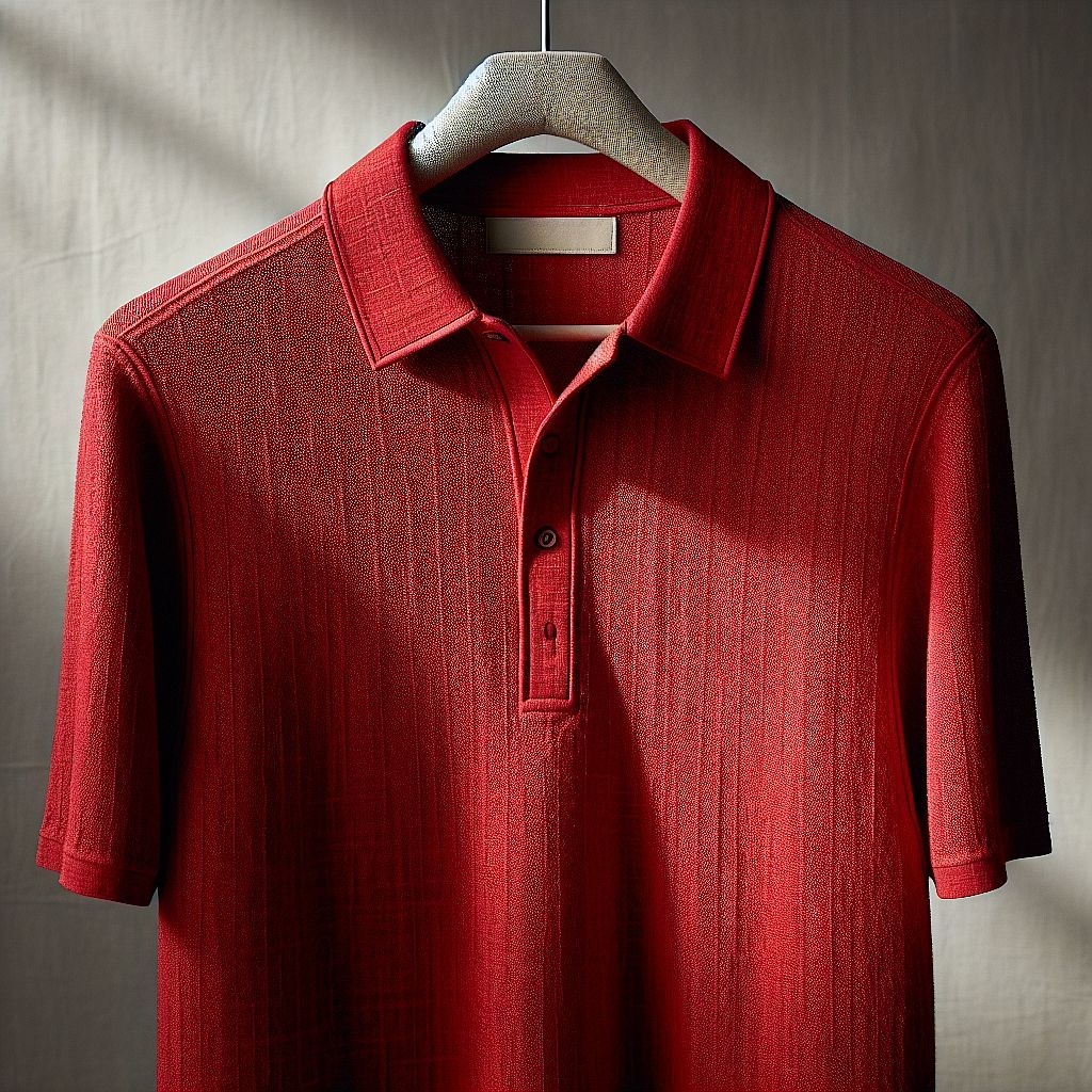 Vibrant Red Textured Polo Shirt