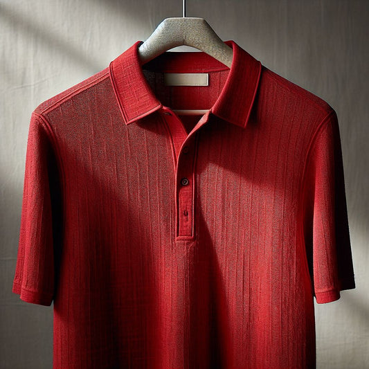 Vibrant Red Textured Polo Shirt