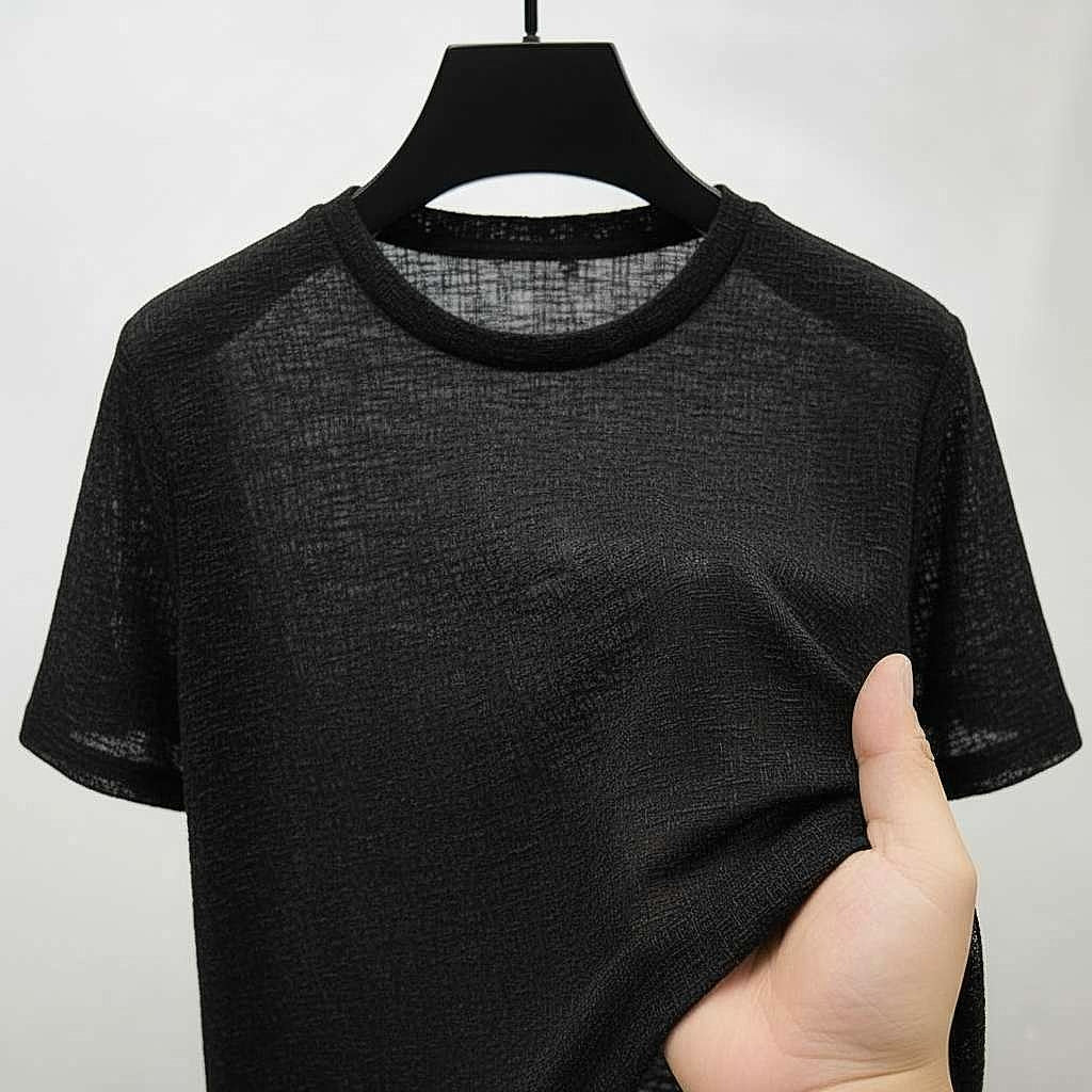 Sleek All-Black T-Shirt with Subtle Texture