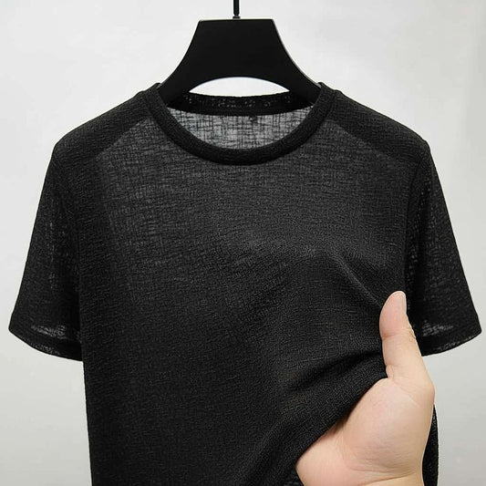 Sleek All-Black T-Shirt with Subtle Texture
