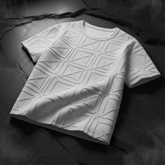 Geometric 3D T-Shirt Design - White