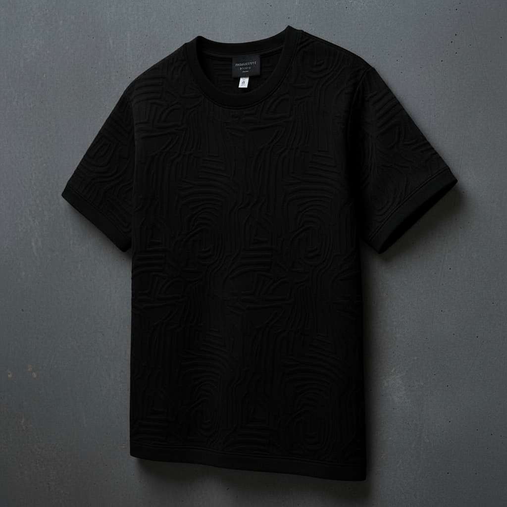 Geometric Textured T-Shirt - Black