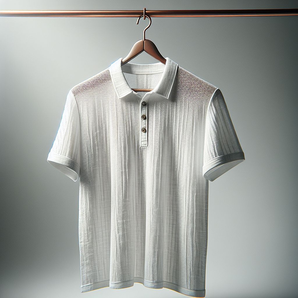 Classic White Polo Shirt on Hanger