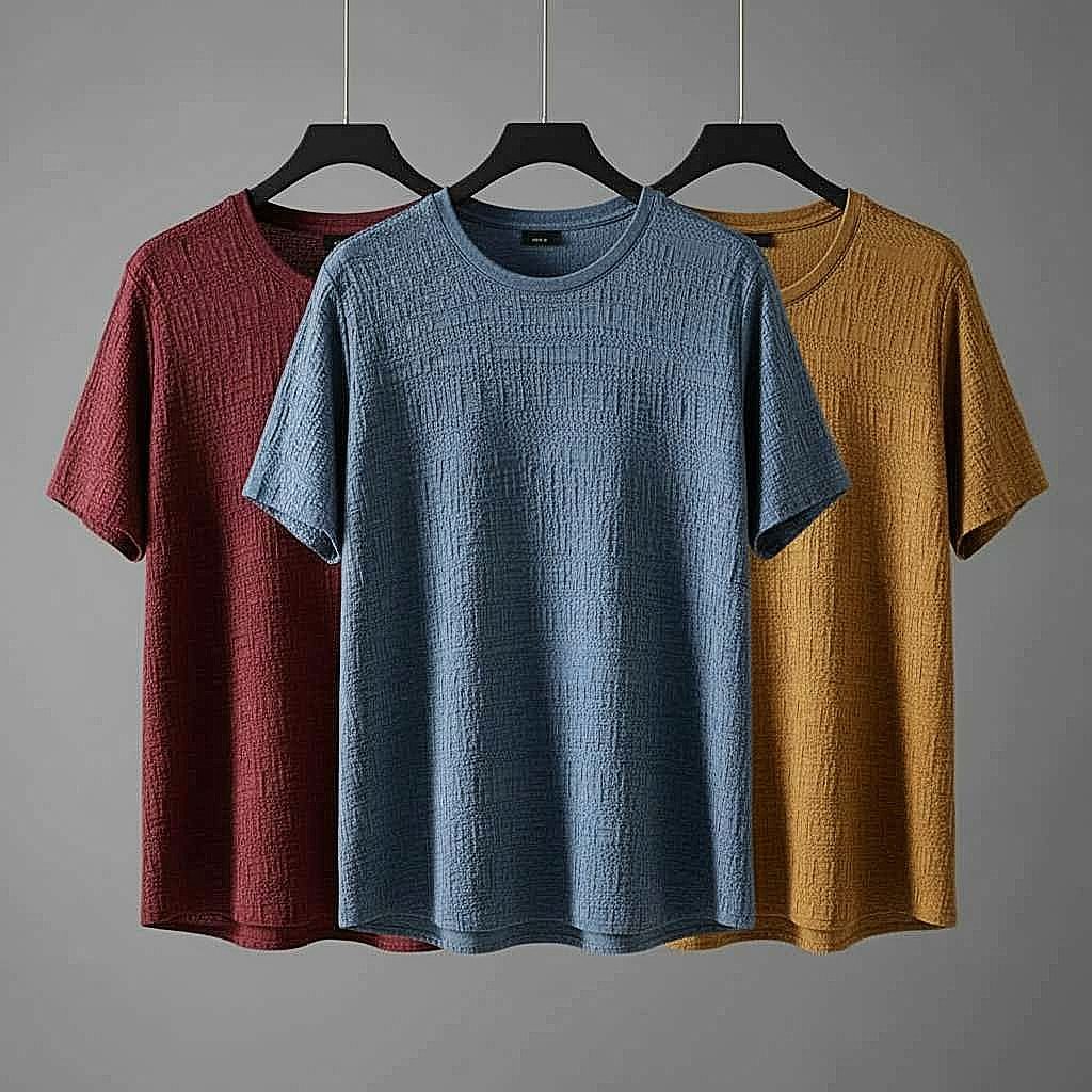 Textured Crew-Neck T-Shirt Set