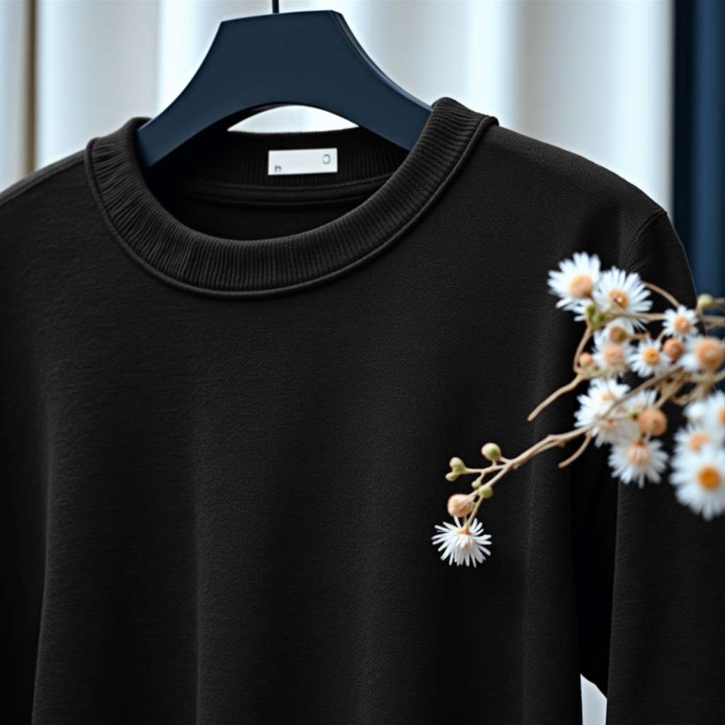 Minimalist Floral T-Shirt - Black
