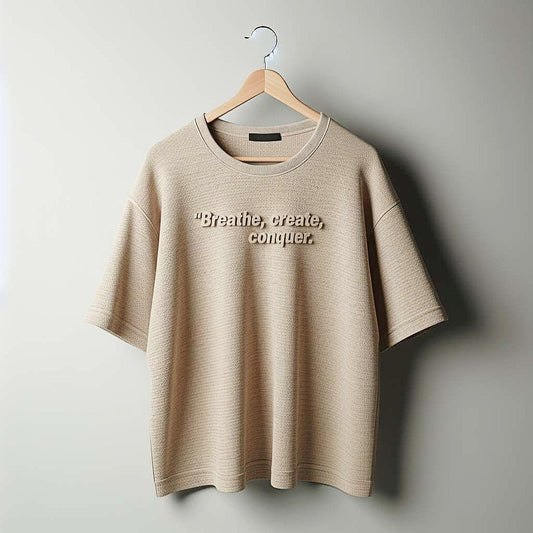 Breathe, Create, Conquer Beige T-Shirt