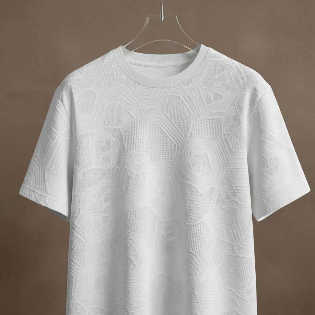 Sophisticated Geometric White T-Shirt - White