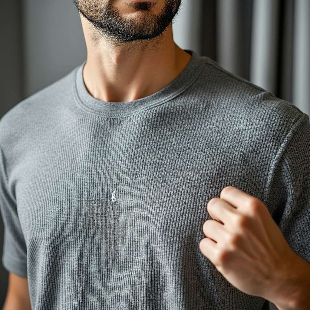 Plain White Ribbed T-Shirt - Grey