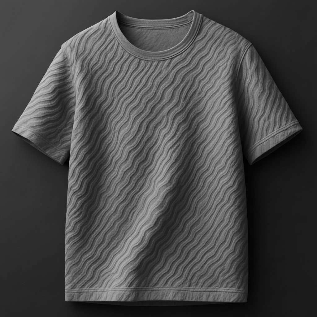 Sophisticated Wavy Pattern T-Shirt - Grey