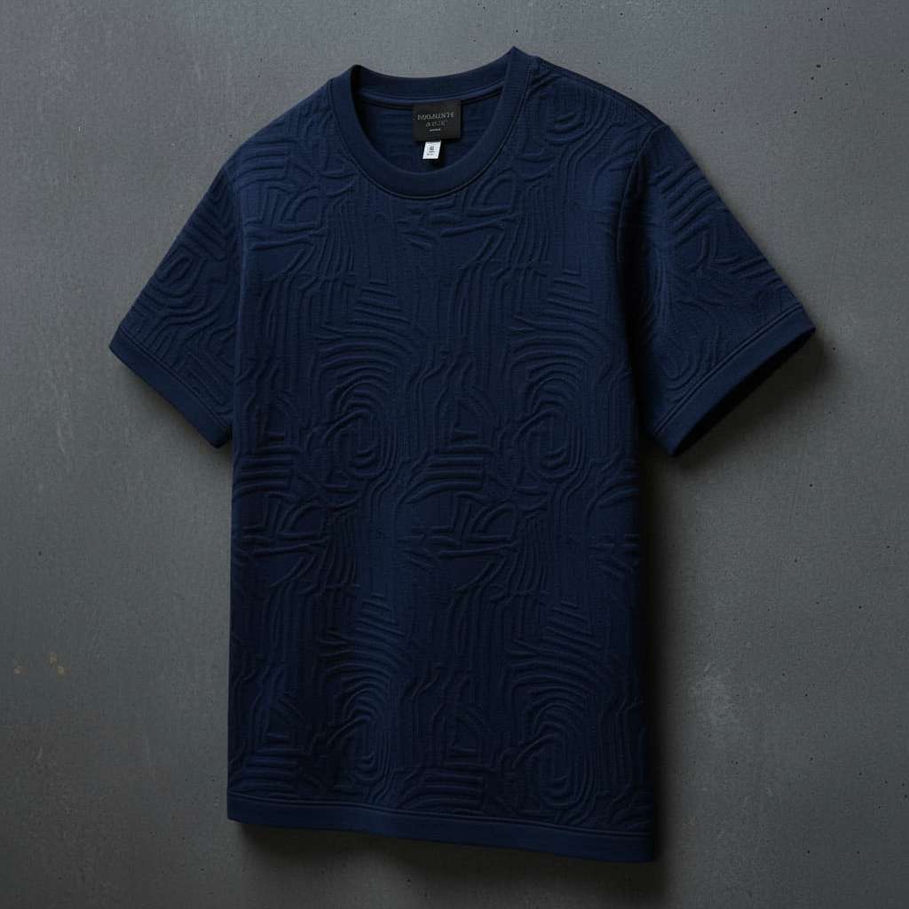 Geometric Textured T-Shirt - Navy