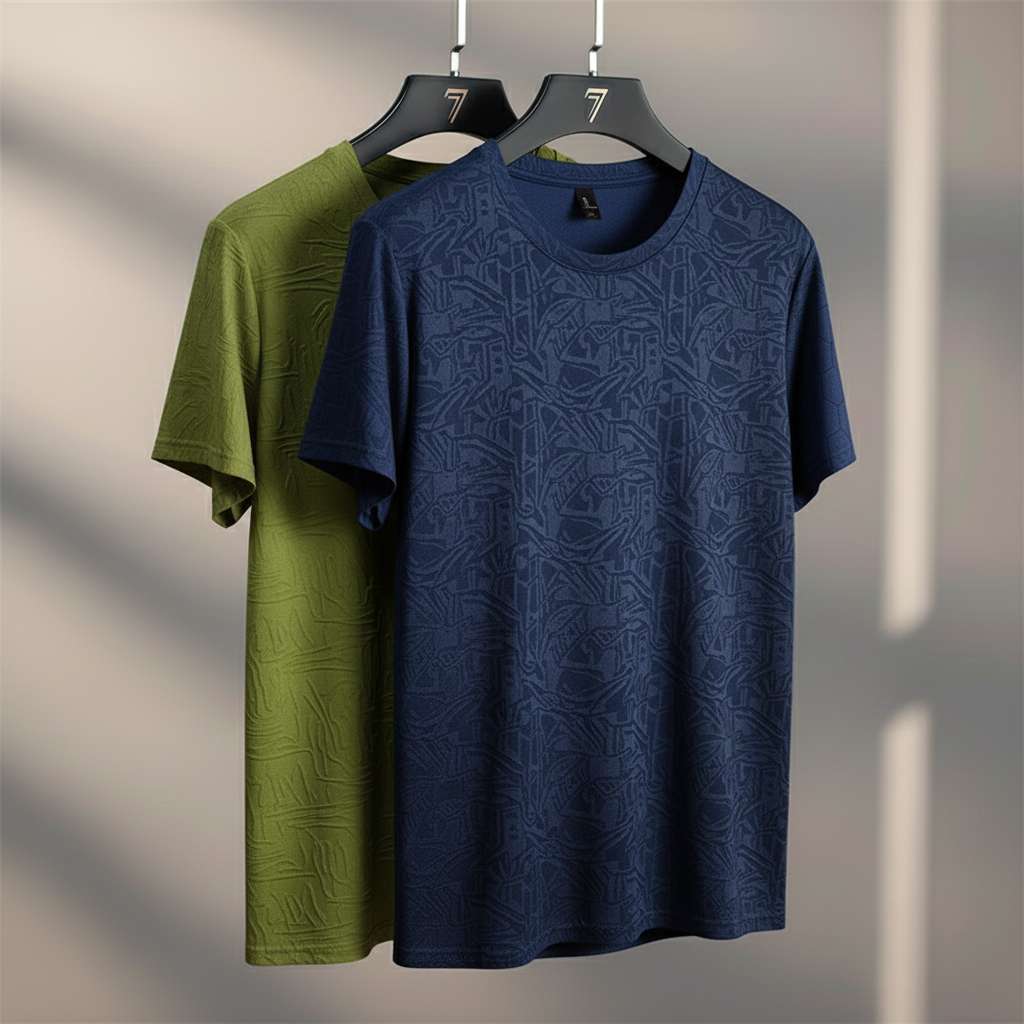 Monochromatic Geometric T-Shirt - Navy