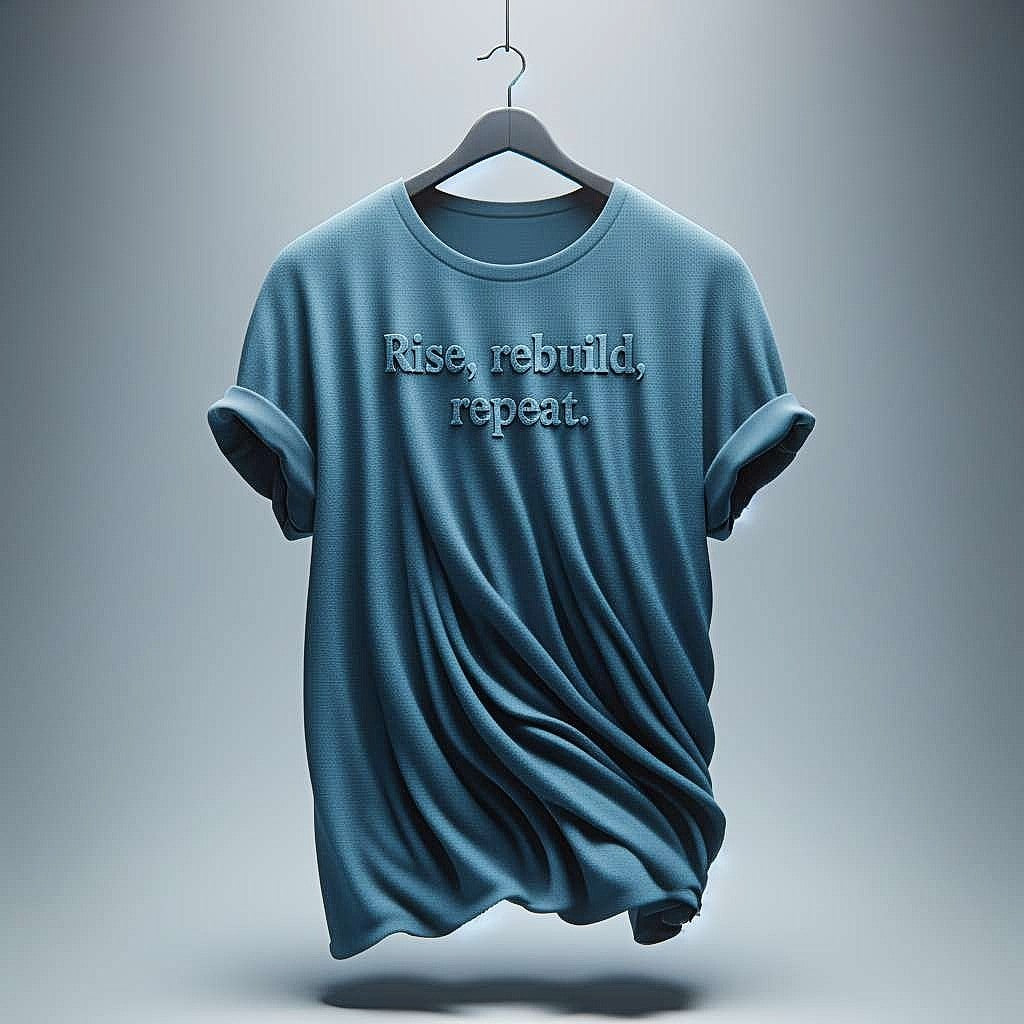Rise, rebuild, repeat T-Shirt in teal