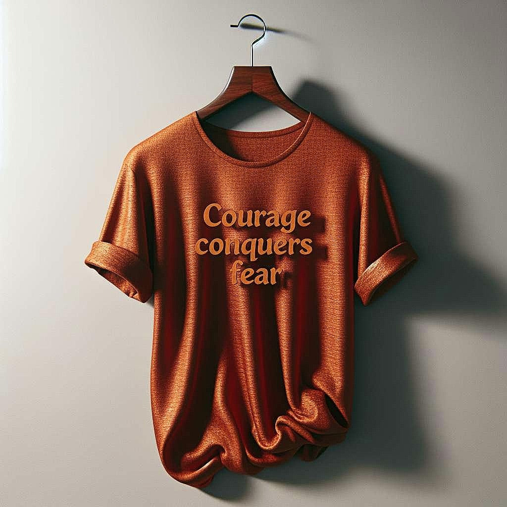 Confidence-Boosting T-Shirt: 'Courage Conquers Fear'