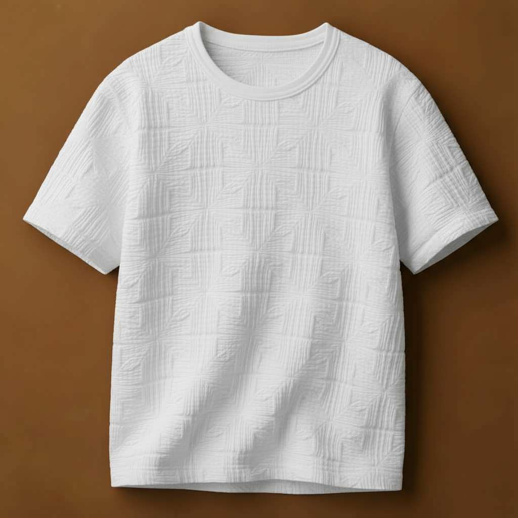 Sophisticated Textured White T-Shirt - White