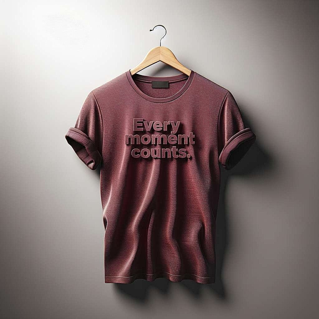 Every moment counts T-Shirt in Rich Reddish-Brown