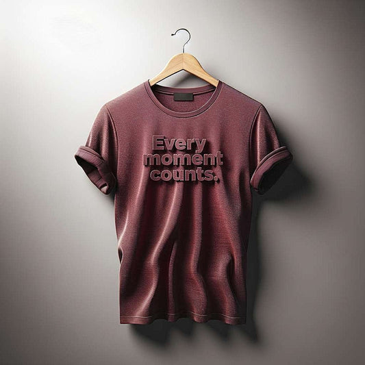 Every moment counts T-Shirt in Rich Reddish-Brown