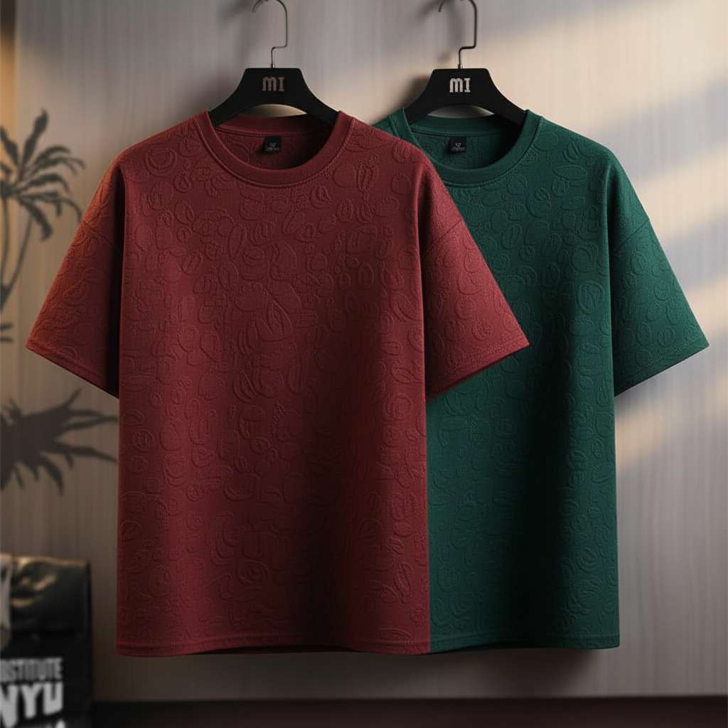 Embossed Texture T-Shirt - Maroon