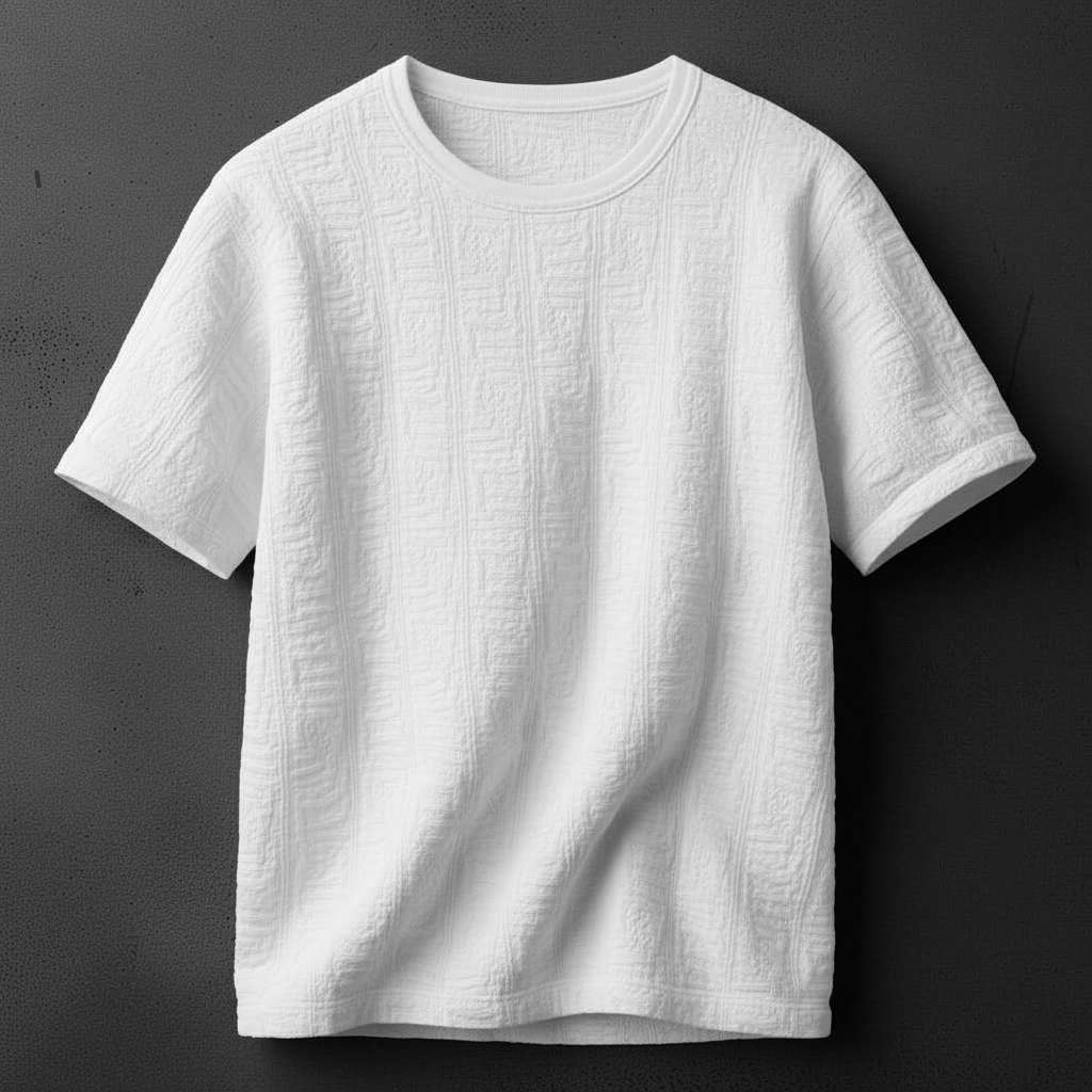 Elegant Embossed White T-Shirt - White