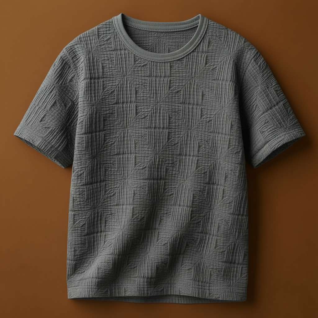 Minimalist Geometric White T-Shirt - Grey