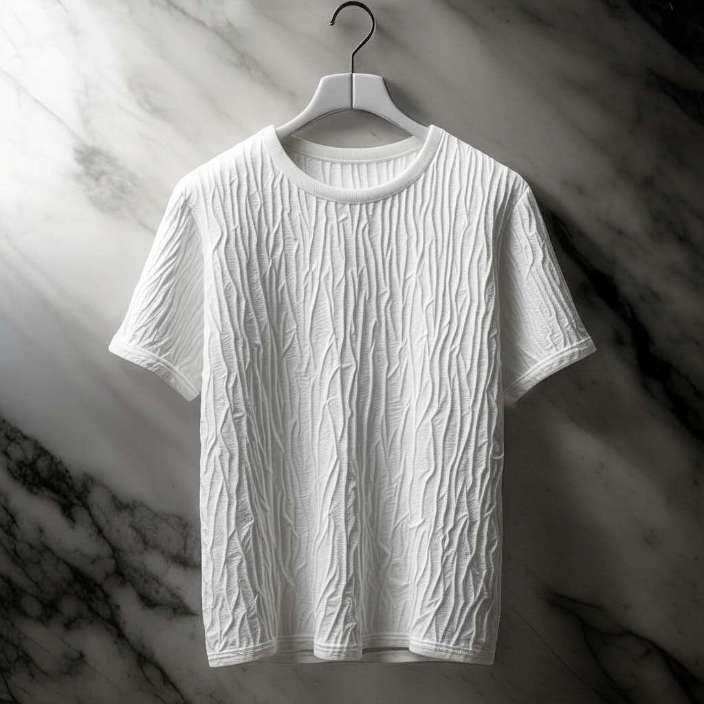 Textured White T-Shirt for Modern Elegance - White