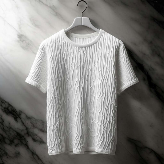 Textured White T-Shirt for Modern Elegance - White