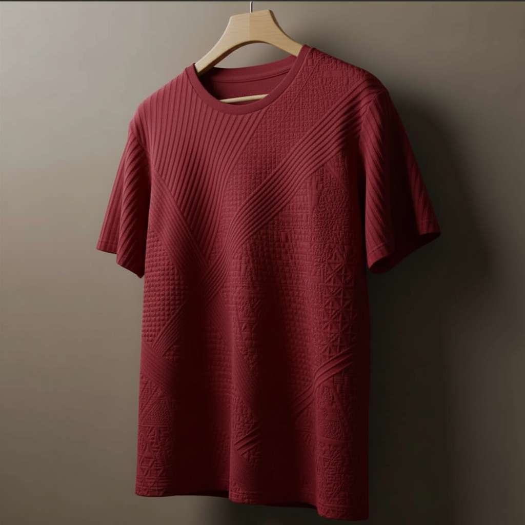 Geometric Patterns T-Shirt - Maroon