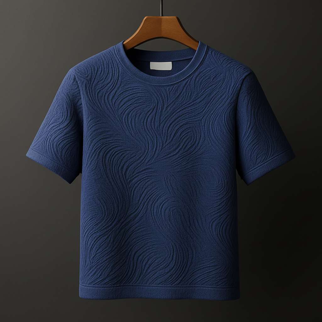 Minimalist Embossed T-Shirt - Navy