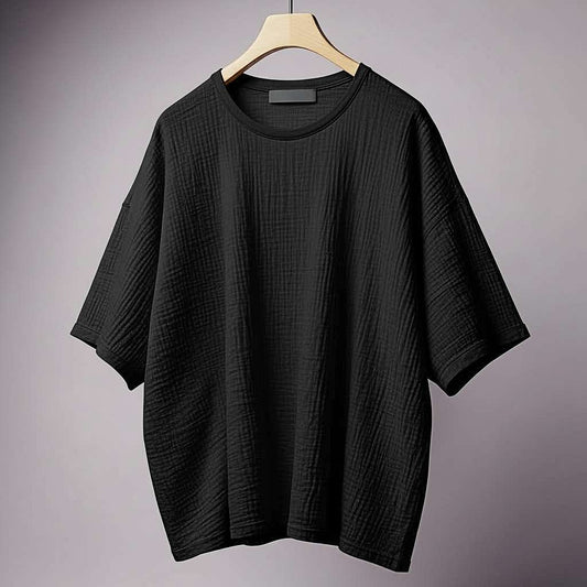 Minimalist Black Textured T-Shirt
