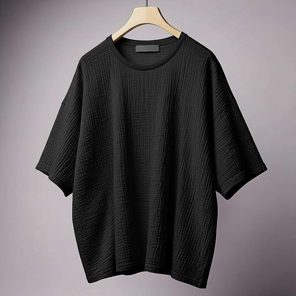 Modern Black Textured T-Shirt