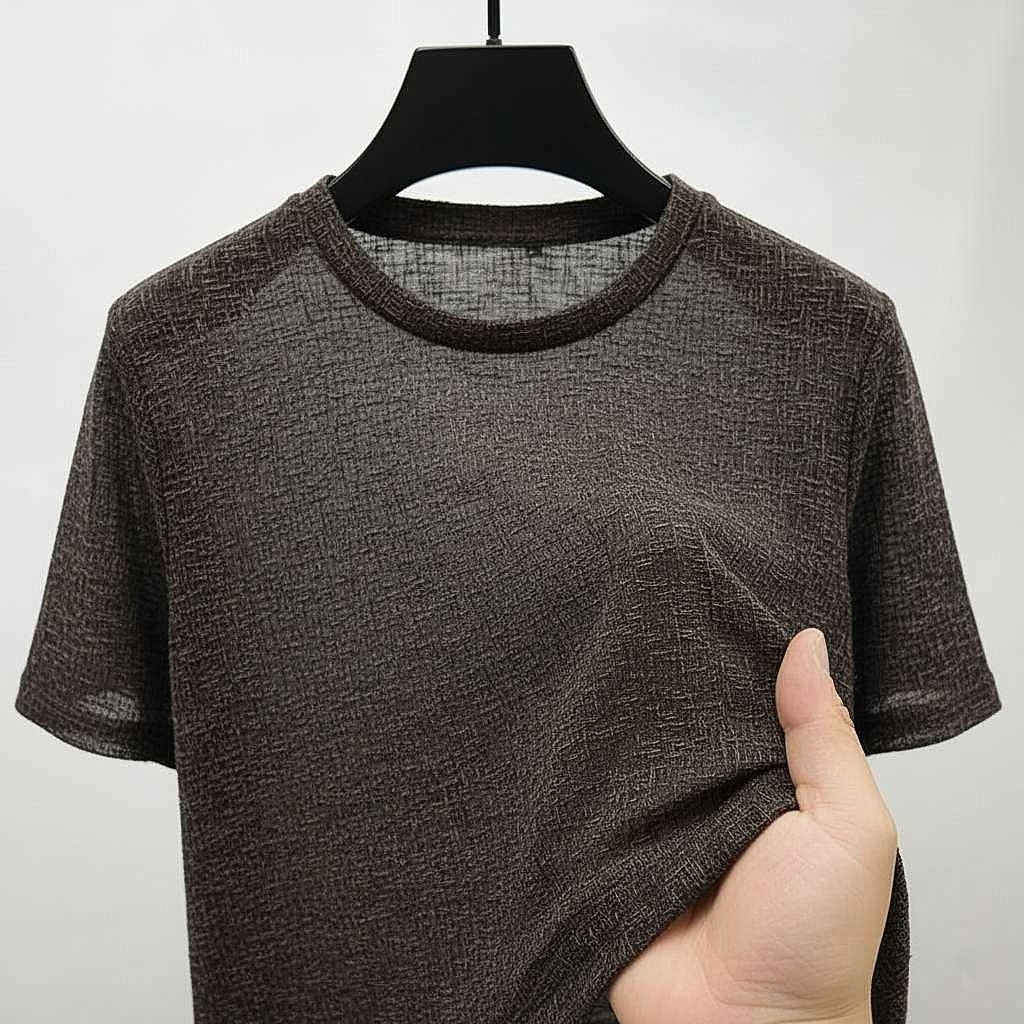 Textured Brown T-Shirt for Casual Occasions