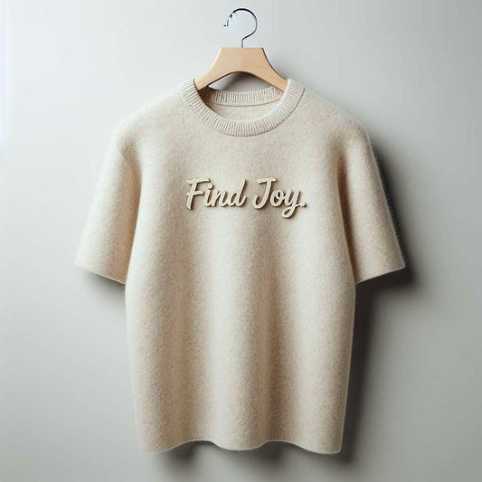 Minimalist Beige 'Find Joy.' T-Shirt