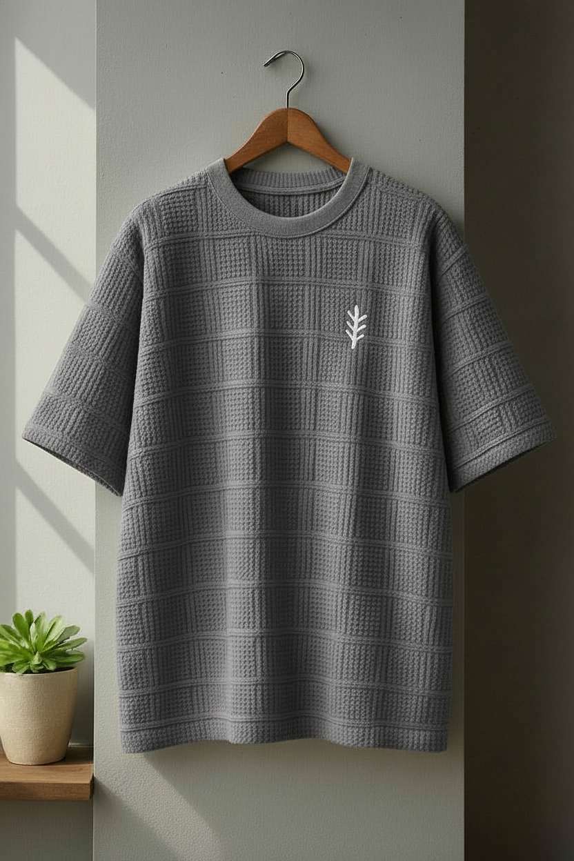 Minimalist Grid T-Shirt - Grey