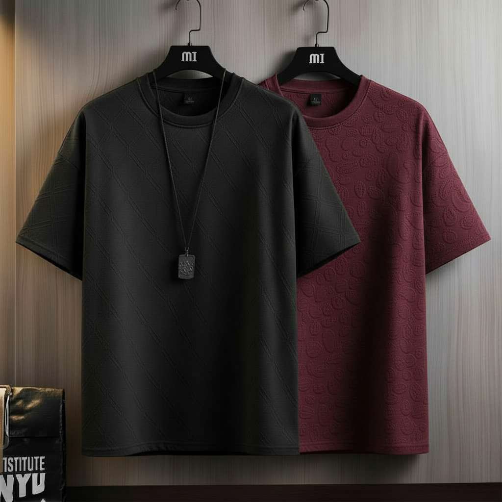 Minimalist Embossed T-Shirts - Black