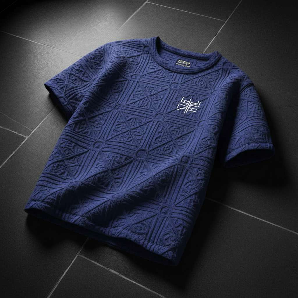 Quilted Minimalist T-Shirt - Navy