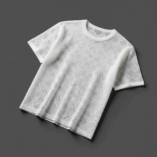 White Mesh Diamond T-Shirt - White