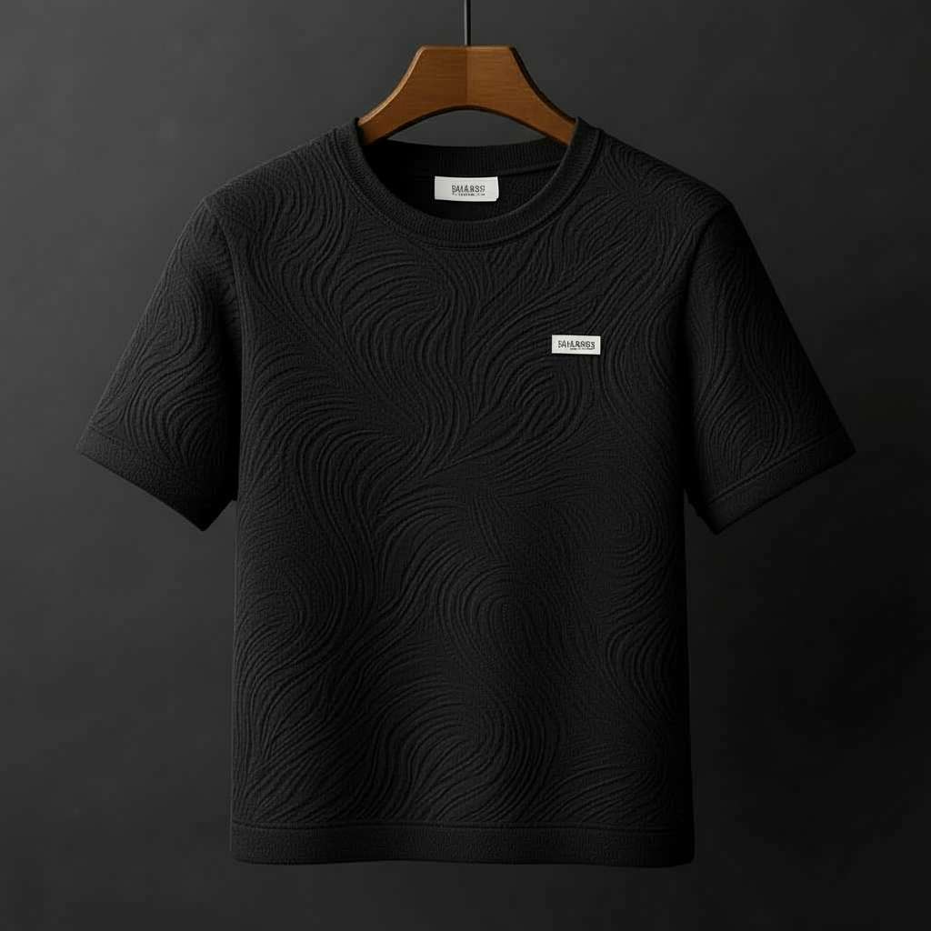 Minimalist Embossed T-Shirt - Black