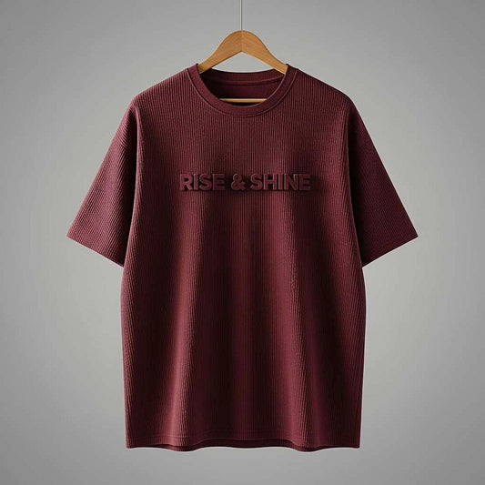 Stay Motivated with our "RISE & SHINE" Maroon T-Shirt