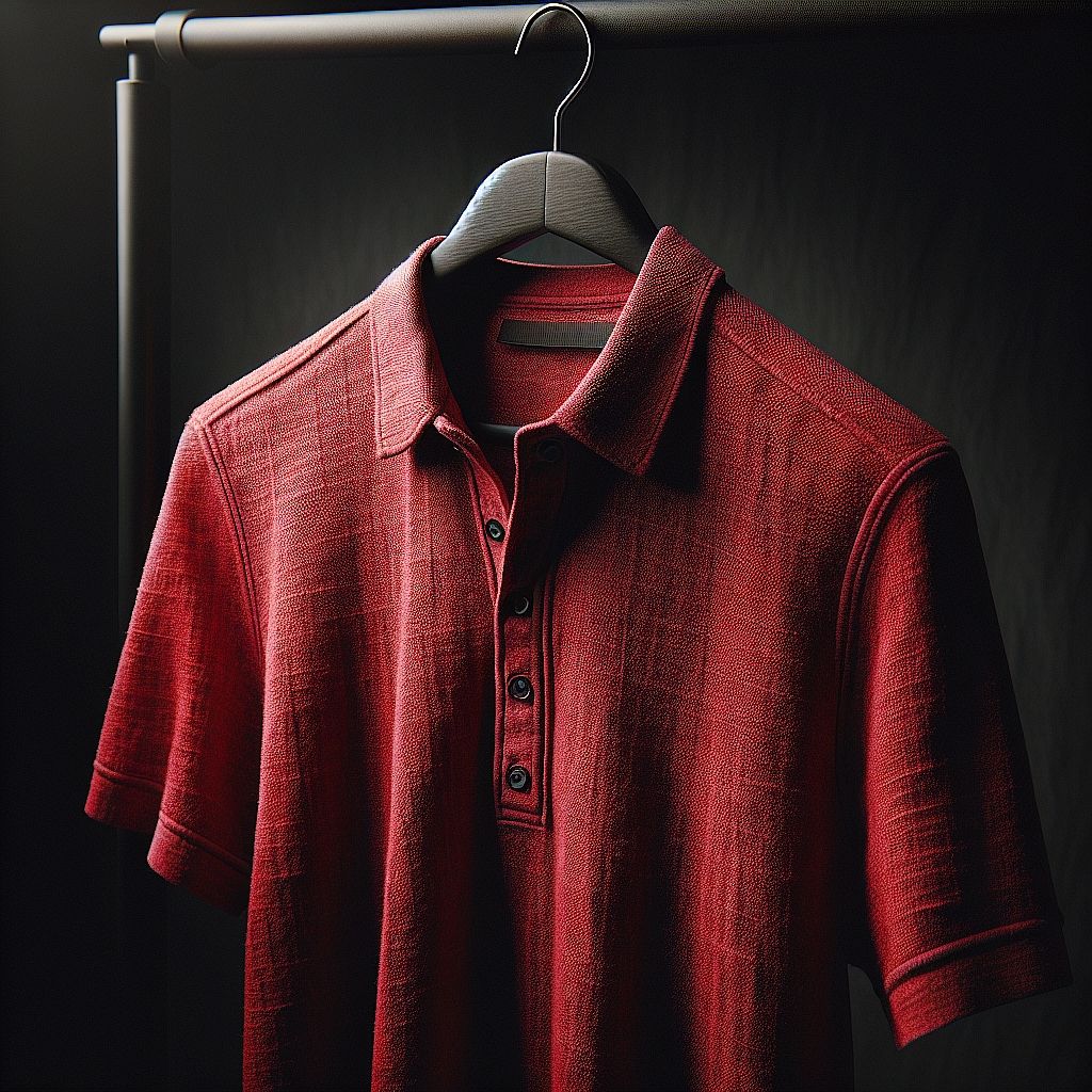 Sophisticated Red Polo Shirt with Textured Fabric