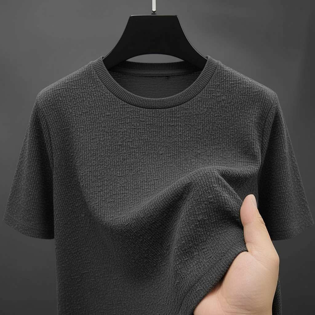 Modern Dark Gray Textured T-Shirt