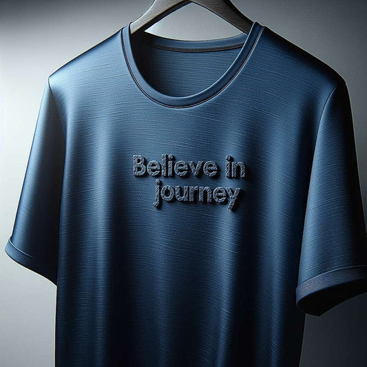 Believe in Journey Blue Textured T-Shirt