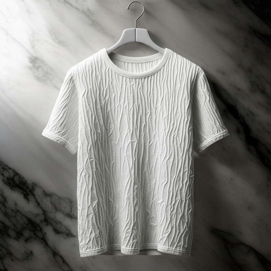 Crumpled Fabric Texture T-Shirt - White