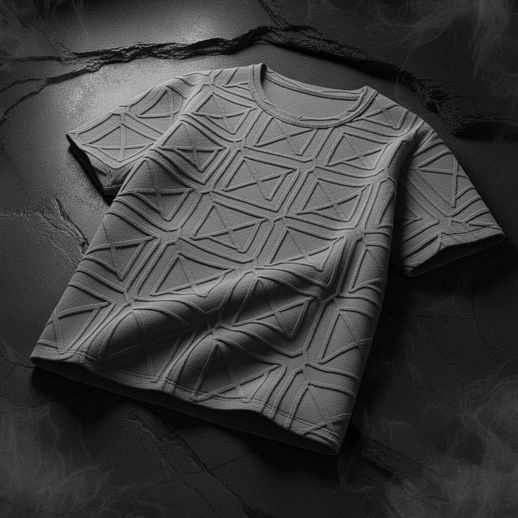 Geometric 3D T-Shirt Design - Grey