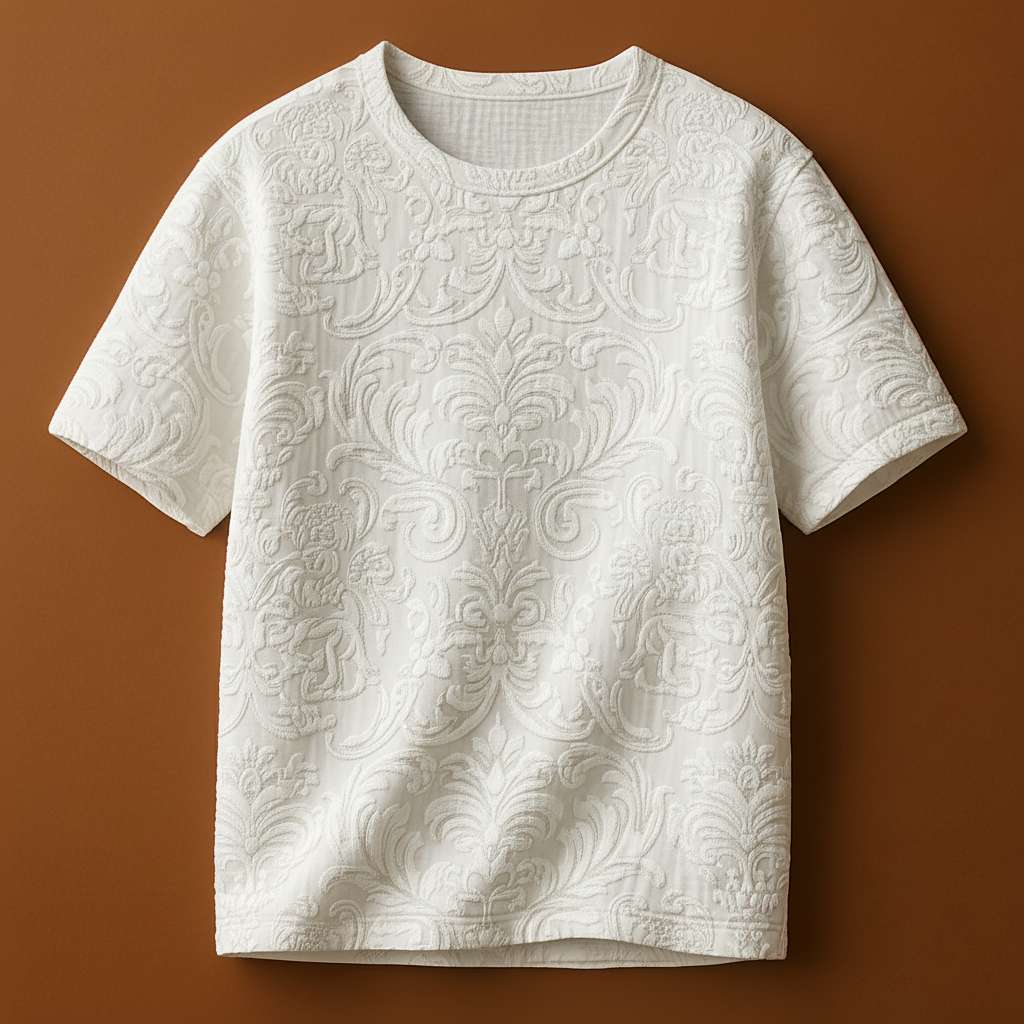 Elegant Monochromatic Baroque T-Shirt - White
